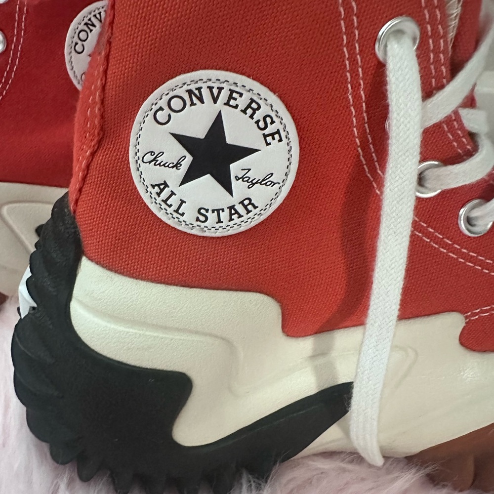 Converse women  Red and White High-Top Sneakers - Picture 2 of 6
